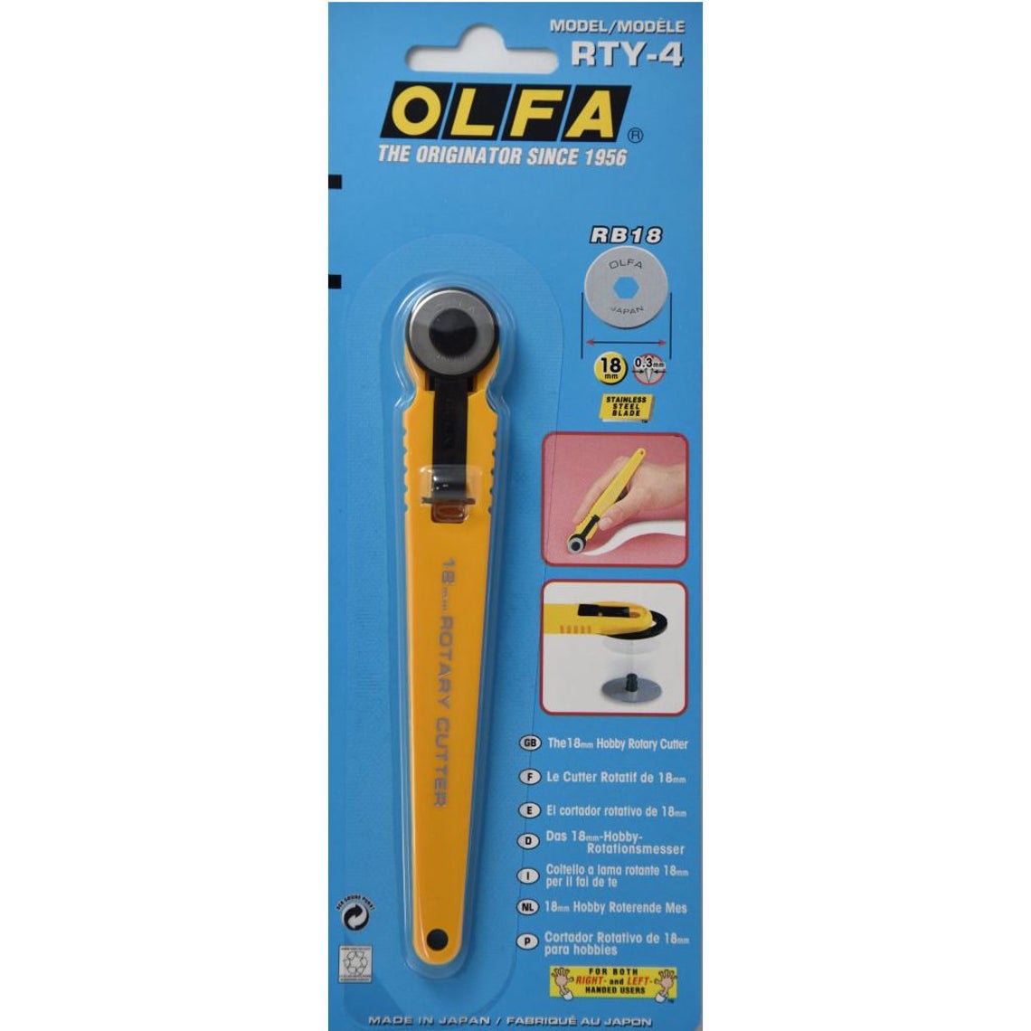 Straight Handle Olfa Rotary Cutter 18mm
